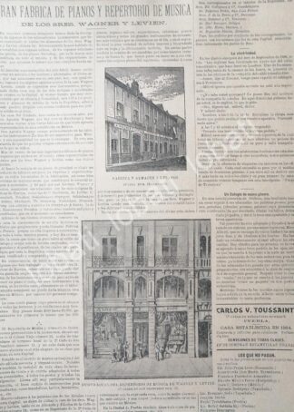 CARTEL ANTIGUO ORIGINAL DE FABRICA DE PIANOS WAGNER Y LEVIEN Y MAS 1895 /374