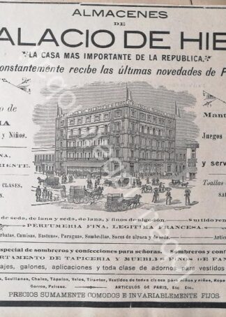 CARTEL ANTIGUO ORIGINAL DE TIENDA EL PALACIO DE HIERRO 1894 DIBUJO DE EGON J. KOSSUTT /366