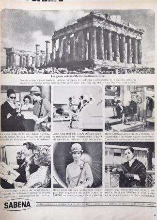CARTEL ANTIGUO ORIGINAL DE OFELIA GUILMAIN Y AEROLINEAS SABENA 1965 /364 FEP