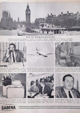 CARTEL ANTIGUO ORIGINAL DE JOSE BARONA DE LA O. Y AEROLINEAS SABENA 1965 /348
