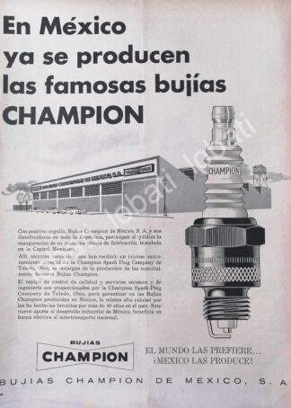 CARTEL ANTIGUO ORIGINAL DE BUJIAS CHAMPION Y SU PLANTA 1958 /339 MUY RARO