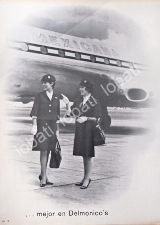 CARTEL ANTIGUO ORIGINAL DE RESTAURANT DELMONICO´S Y MEXICANA DE AVIACION 1969 /330