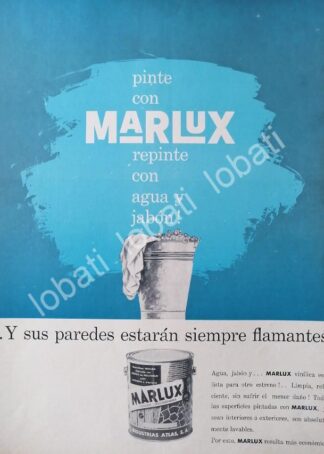 CARTEL ANTIGUO ORIGINAL DE PINTURAS MARLUX 1960. INDUSTRIAS ATLAS. S.A /327 SUPER RARO
