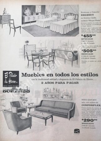 CARTEL ANTIGUO ORIGINAL DE TIENDA EL PALACIO DE HIERRO DURANGO 1963 /322