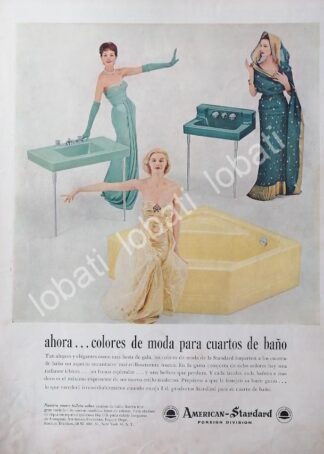 CARTEL ANTIGUO ORIGINAL DE ARTICULOS PARA BAÑO IDEAL STANDARD 1957 /316