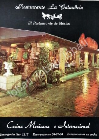 CARTEL ANTIGUO ORIGINAL DE RESTAURANTE LA CALANDRIA 1967 /308 MUY RARO