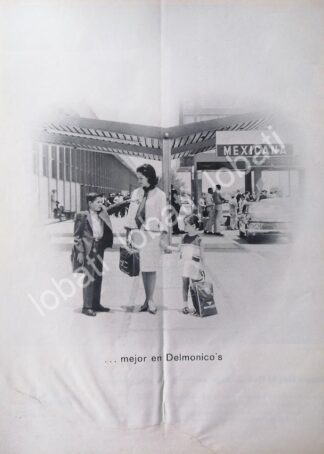 CARTEL ANTIGUO ORIGINAL DE RESTAURANT DELMONICO´S Y MEXICANA DE AVIACION 1969 /305