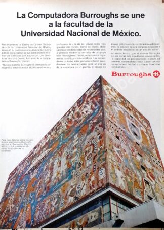 CARTEL ANTIGUO ORIGINAL DE CCE. UNAM COMPRA COMPUTADORA BURROUGHS B5500 1969 /302