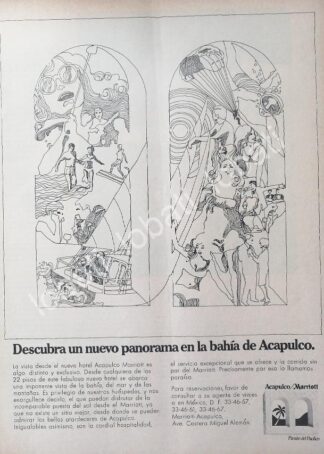 CARTEL ANTIGUO ORIGINAL DE HOTEL MARRIOTTT ACAPULCO 1969 /295
