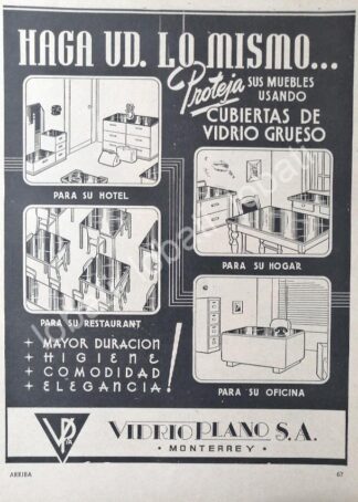 CARTEL ANTIGUO ORIGINAL DE VIDRIO PLANO S.A ( VIDRIERA ) 1940s MONTERREY /293