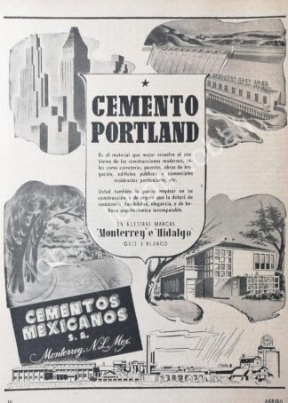 CARTEL ANTIGUO ORIGINAL DE CEMENTOS MEXICANOS 1941 MONTERREY /291
