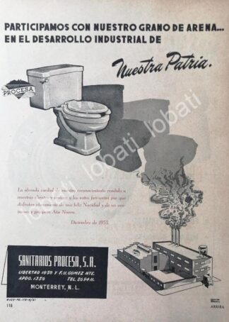 CARTEL ANTIGUO ORIGINAL DE SANITARIOS PROCESA 1943 MONTERREY /289