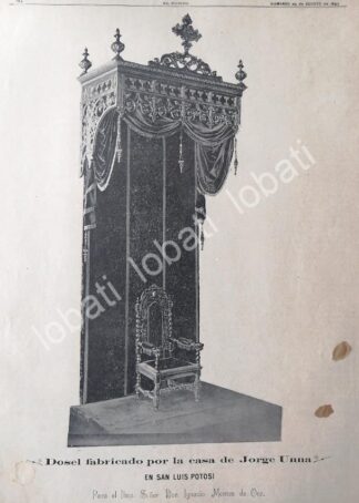 CARTEL ANTIGUO ORIGINAL DE MUEBLES JORGE UNNA, DOSEL PARA IGNACIO MONTES DE OCA 1894 /287