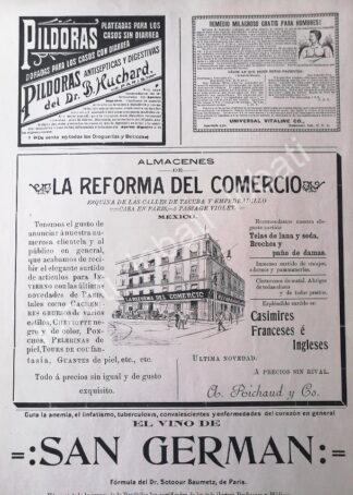 CARTEL ANTIGUO ORIGINAL DE TIENDA LA REFORMA DEL COMERCIO 1894 RICHAUD Y CIA Y OTRAS. /286