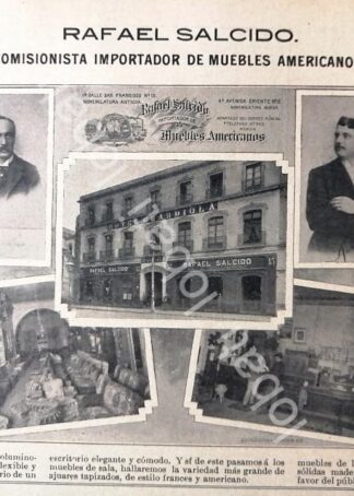 CARTEL ANTIGUO ORIGINAL DE MUEBLERIA RAFAEL SALCIDO 1895 /283 / SUPER RARO