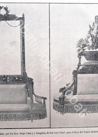 CARTEL ANTIGUO ORIGINAL DE MUEBLES JORGE UNNA PARA EL TEATRO CALDERON ZACATECAS 1895 /278