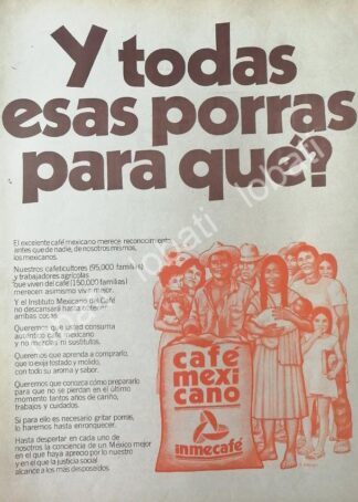 CARTEL ANTIGUO ORIGINAL DE INMECAFE. INSTITUTO MEXICANO DEL CAFE 1974 /487