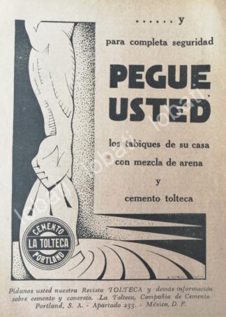 CARTEL ANTIGUO ORIGINAL DE CEMENTOS TOLTECA 1931 /484 ART NOUVEAU