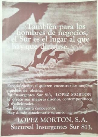 CARTEL ANTIGUO ORIGINAL DE MUEBLERIA LOPEZ MORTON 1965 /475