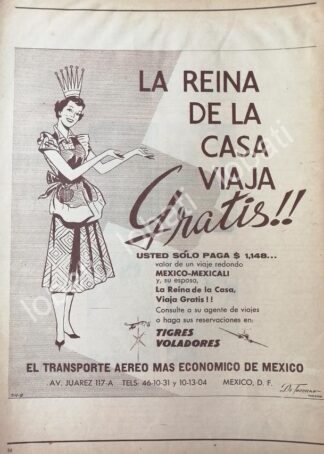 CARTEL ANTIGUO ORIGINAL DE AEROLINEA TIGRES VOLADORES 1959 /474 SUPER RARO