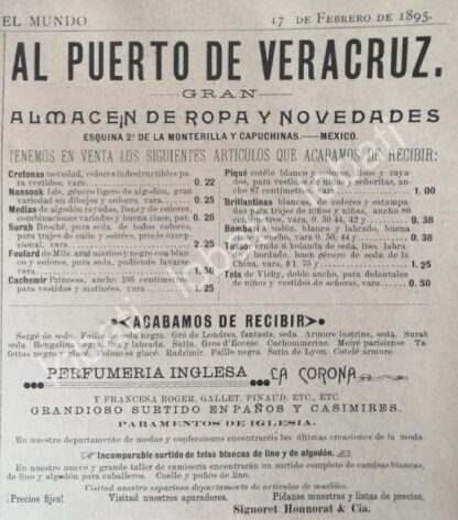 CARTEL ANTIGUO ORIGINAL DE 5 MINI CARTELES. TIENDA AL PUERTO DE VERACRUZ 1894-1898 /469 - Image 5
