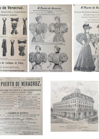 CARTEL ANTIGUO ORIGINAL DE 5 MINI CARTELES. TIENDA AL PUERTO DE VERACRUZ 1894-1898 /469