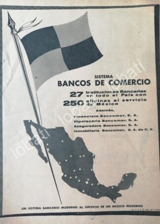 CARTEL ANTIGUO ORIGINAL DE BANCO BANCOMER 1959 /158