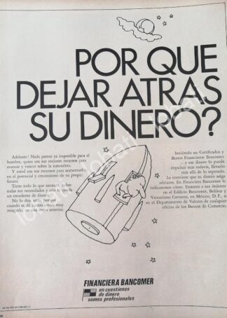 CARTEL ANTIGUO ORIGINAL DE BANCO BANCOMER (FINANCIRA BANCOMER ) 1969 /156