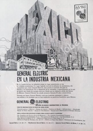 CARTEL ANTIGUO ORIGINAL DE GENERAL ELECTRIC MEXICANA 65 ANIVERSARIO 1960s /460