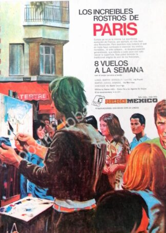 CARTEL ANTIGUO ORIGINAL DE AEROLINAS AEROMEXICO 1973 /436 publicidad Artistica