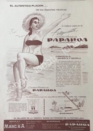 CARTEL ANTIGUO ORIGINAL DE INICIOS DE LA COLONIA BAHIAS DE PAPANOA 1959 /429 RARO