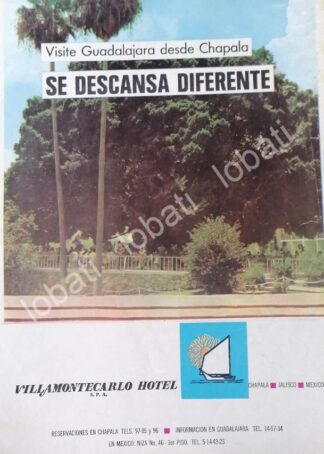 CARTEL ANTIGUO ORIGINAL DE HOTEL VILLA MONTECARLO, GUADALAJARA 1970 /426