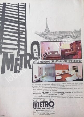 CARTEL ANTIGUO ORIGINAL DE INICIOS DE CIUDAD TLATELOLCO SECCION METRO 1969 /424 MUY RARO