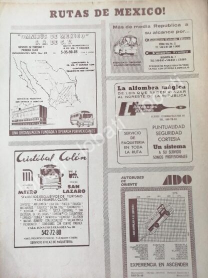 CARTEL ANTIGUO ORIGINAL DE TRANSPORTES MEXICANOS RUTAS CAMIONERAS 1960s /421 - Image 5