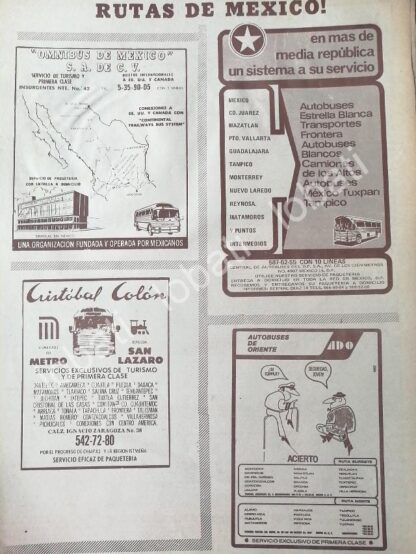 CARTEL ANTIGUO ORIGINAL DE TRANSPORTES MEXICANOS RUTAS CAMIONERAS 1960s /421 - Image 4