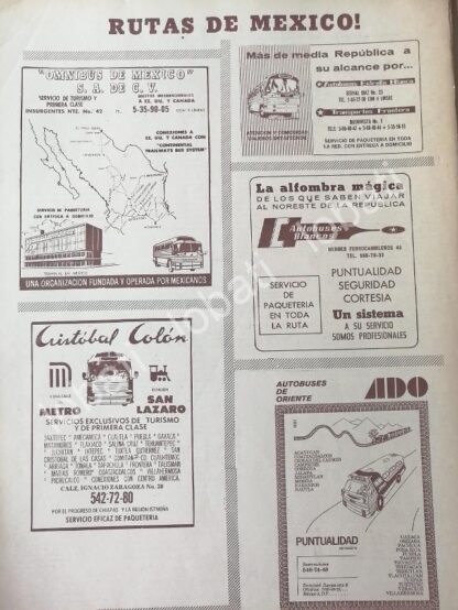 CARTEL ANTIGUO ORIGINAL DE TRANSPORTES MEXICANOS RUTAS CAMIONERAS 1960s /421 - Image 3
