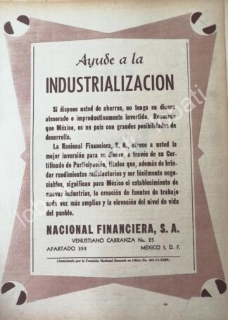 CARTEL ANTIGUO ORIGINAL DE BANCO NACIONAL FINANCIERA 1956 /152