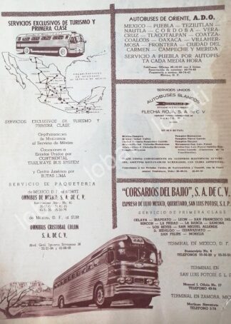 CARTEL ANTIGUO ORIGINAL DE OMNIBUS DE MEXICO, CORSARIOS DEL BAJIO Y MAS 1960 /412