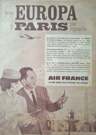 CARTEL ANTIGUO ORIGINAL DE AEROLINEAS AIR FRANCE 1963 /409