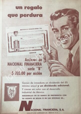 CARTEL ANTIGUO ORIGINAL DE VENTA DE ACCIONES DEL BANCO NACIONAL FINANCIERA 1961 /148