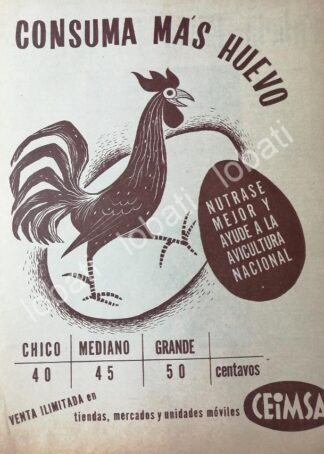 CARTEL ANTIGUO ORIGINAL DE CEIMSA. CAMPAÑA DE CONSUMO DE HUEVO 1960 /407 MUY RARO