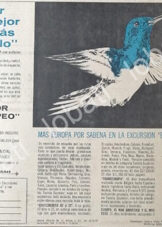 CARTEL ANTIGUO ORIGINAL DE AEROLINEAS SABENA 1960 /403