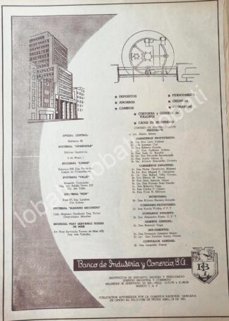 CARTEL ANTIGUO ORIGINAL DE BANCO DE INDUSTRIA Y COMERCIO 1956 /147