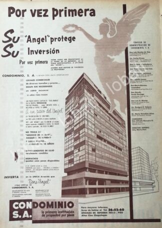 CARTEL ANTIGUO ORIGINAL DE EDIFICIO PANI 1956 CONDOMINIO S.A REFORMA & VARSOVIA /396