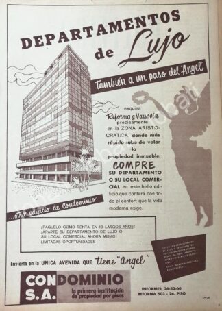 CARTEL ANTIGUO ORIGINAL DE EDIFICIO PANI 1956 CONDOMINIO S.A REFORMA & VARSOVIA /395