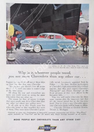 CARTEL ANTIGUO ORIGINAL DE AUTOS CHEVROLET BEL AIR 1953 /631