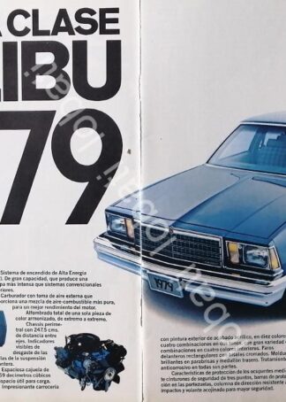 CARTEL ANTIGUO ORIGINAL DE AUTOS CHEVROLET MALIBU 1979 /619 T. MEDIANO