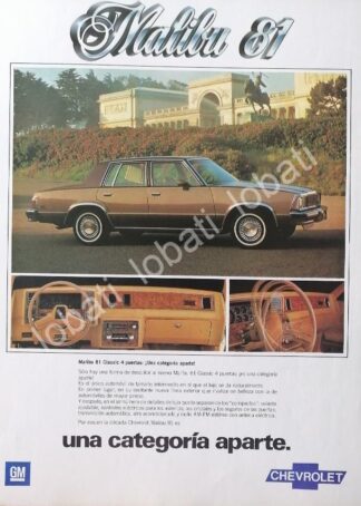 CARTEL ANTIGUO ORIGINAL DE AUTOS CHEVROLET MALIBU CLASSIC 1981/618
