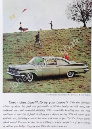 CARTEL ANTIGUO ORIGINAL DE AUTOS CHEVROLET CHEVY BISCAYNE 1959 /613