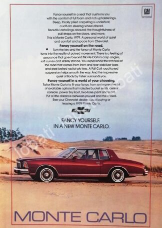 CARTEL ANTIGUO ORIGINAL DE AUTOS CHEVROLET MONTE CARLO 1979 /611